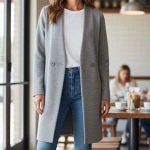 👛 (ANY 2/$45) GENTLE FAWN Grey Coatigan, Side Pockets, Raw Hem